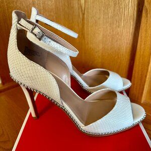 BCBGeneration Jaxina Studded Ankle Strap Peep Toe Leather Sandal  - Size 9M